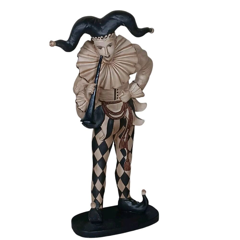 Vintage Jester Joker Court Figurine Composite Wood Statue Philippines 16"H